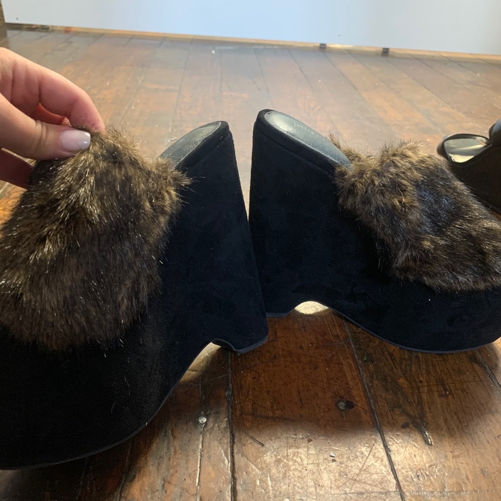 Jeffery Campbell fur wedges
